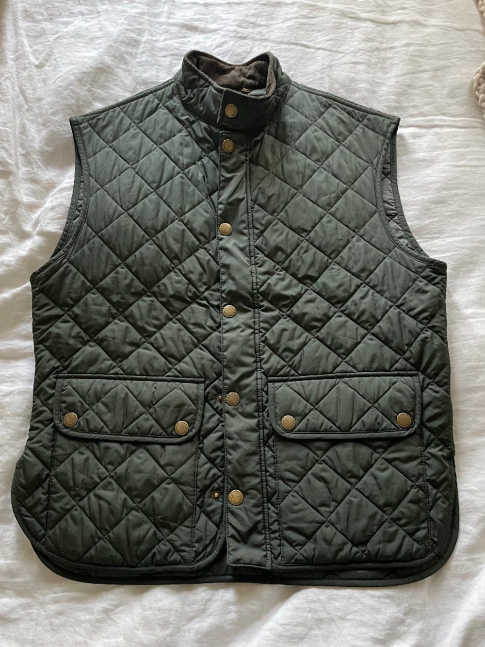 Barbour men's hunting sage green Lowerdale quilted gilet vest full zip size XL
